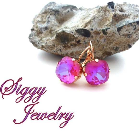 Royal Red DeLite 12mm Cushion Cut Drop Lever-Back Earrings, Assorted Finishes - Picture 5 of 7